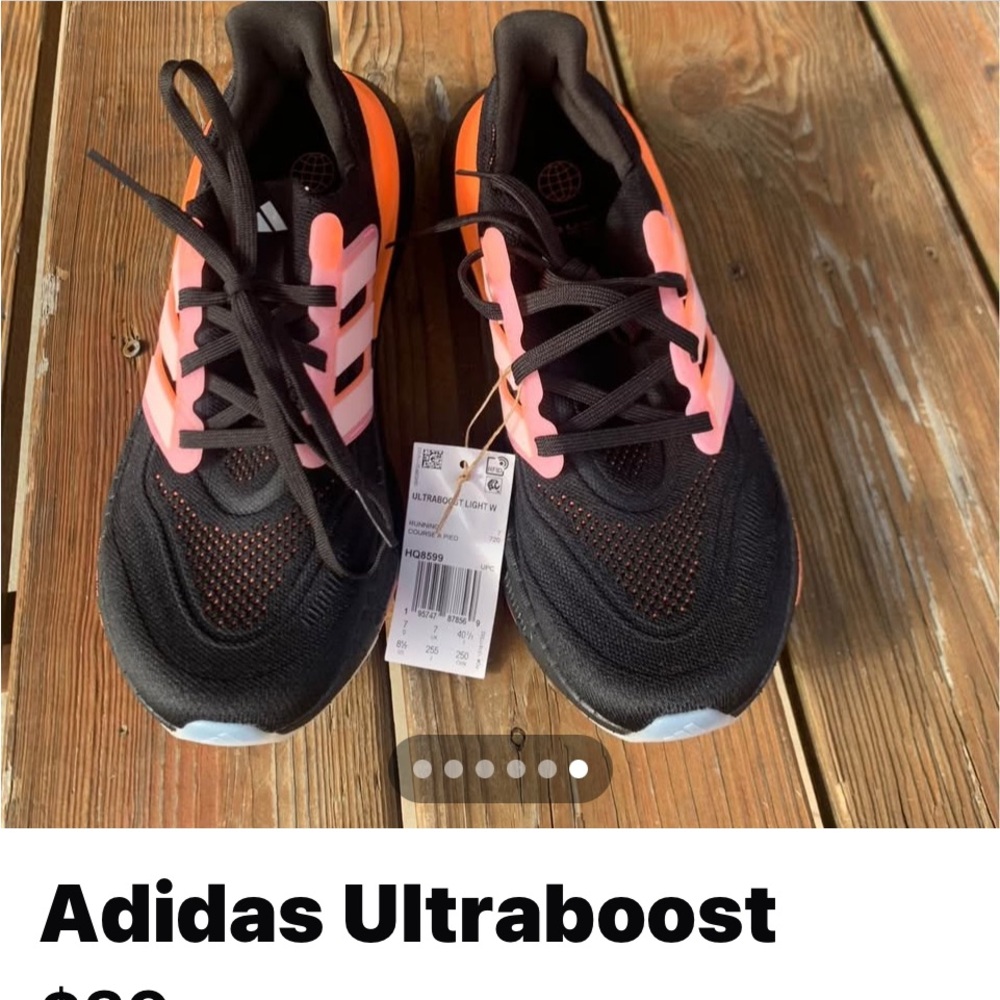 adidas Ultraboost Black with Neon Pink and Orange Accents - Picture 5 of 6